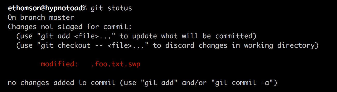 git status with an incorrectly ignored file