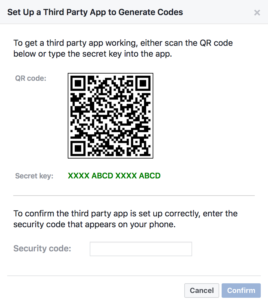 facebook google authenticator backup code